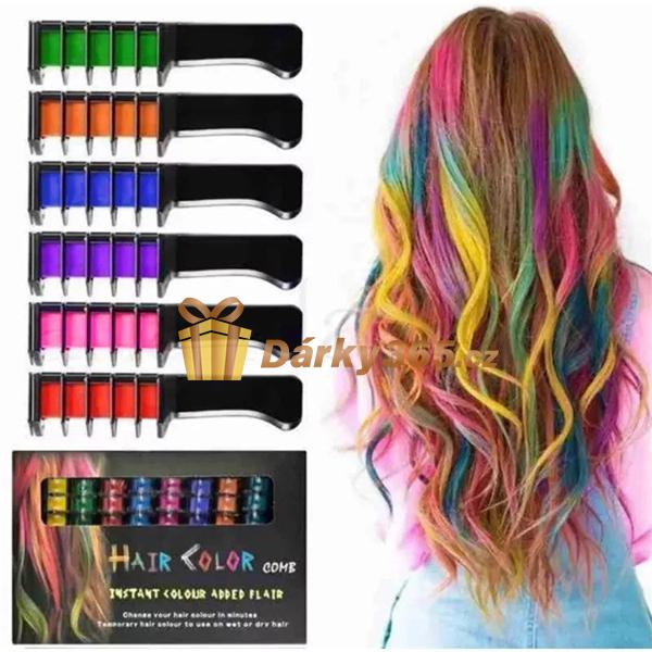 Hřeben s barevnými křídami na vlasy 8 barev