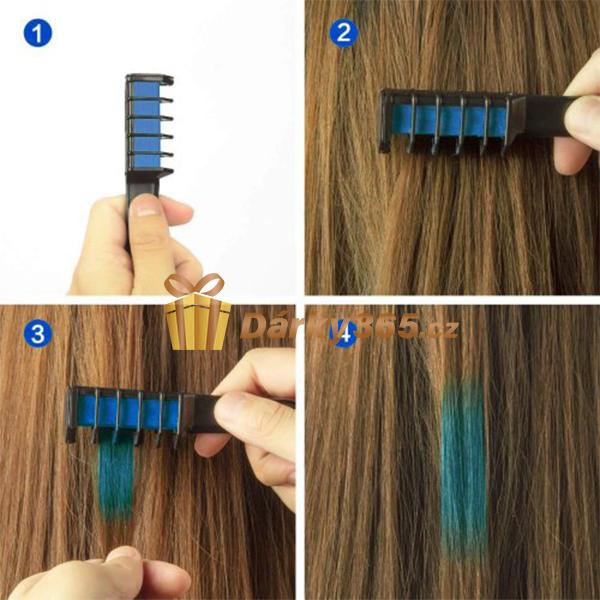 Hřeben s barevnými křídami na vlasy 8 barev