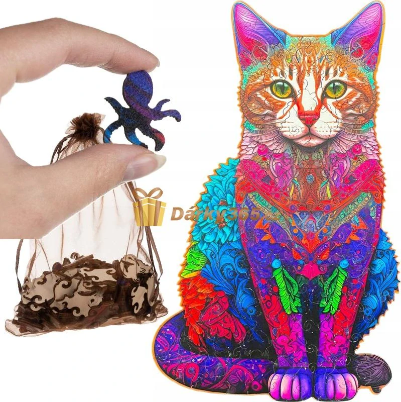 Dřevěné puzzle kočka 130 dílů Kruzzel