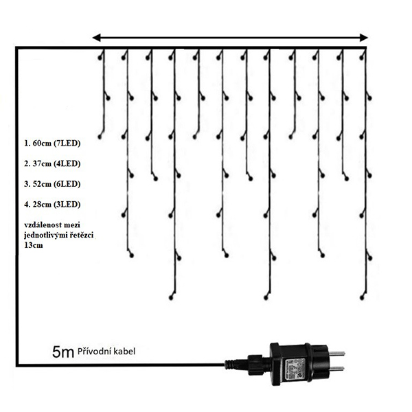 Venkovní světlený řetěz 210 LED
