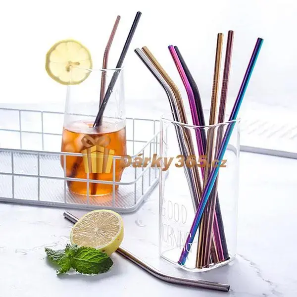 Verk 01634 Nerezová brčka 8 ks + kartáček na čištění barevné