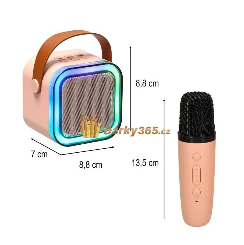 Bezdrátový přenosný mini karaoke set 2x mikrofon K12 růžový