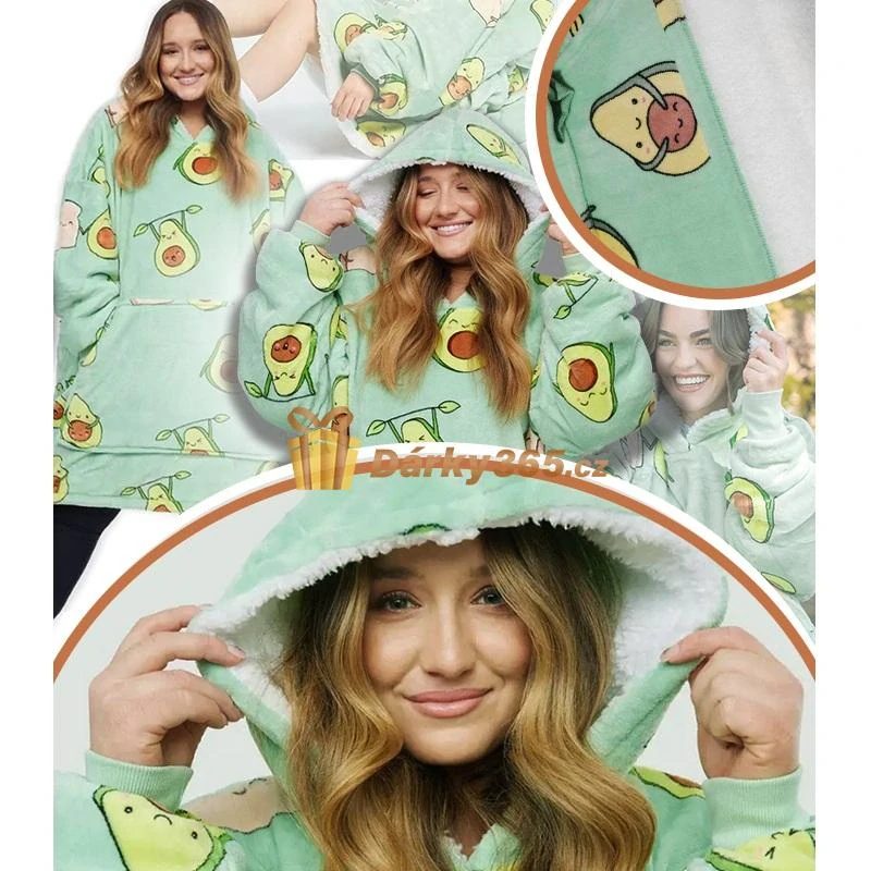 Deka s kapucí a rukávy avokádo