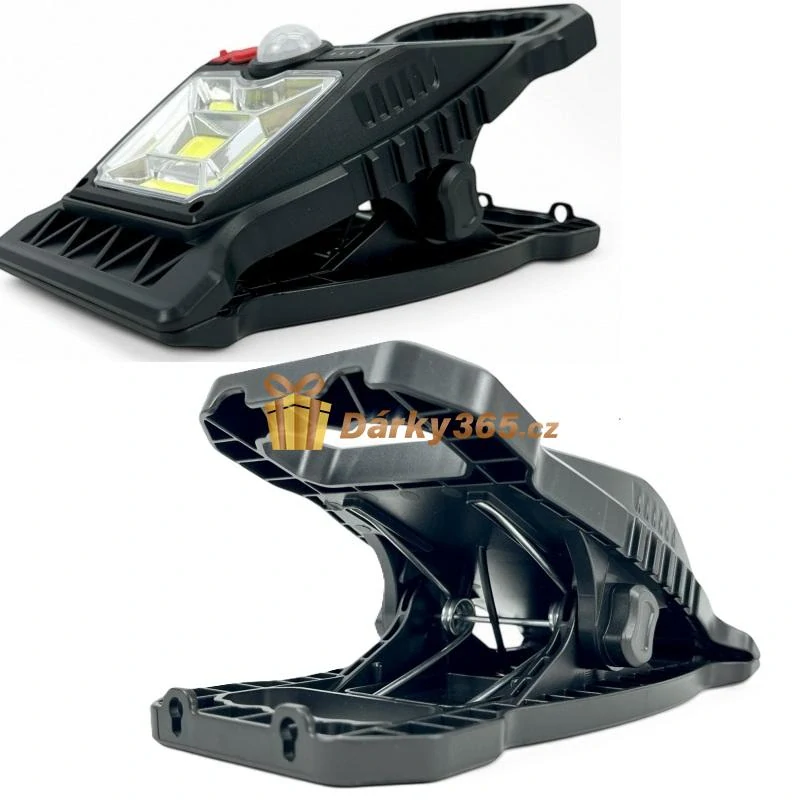 Solární kempingová lampa 23cm na klip přenosná