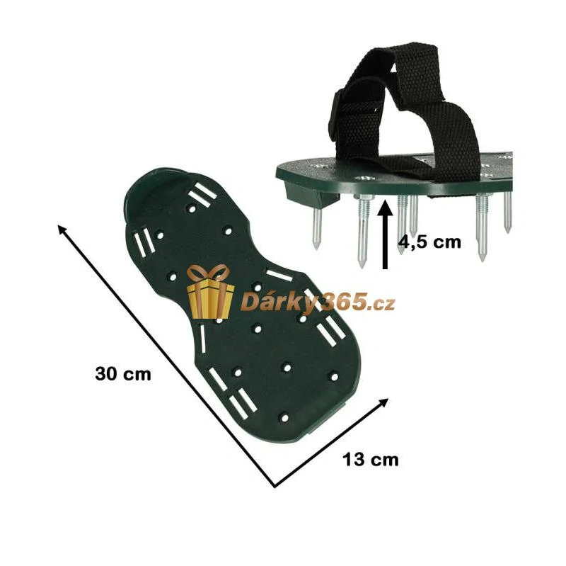Provzdušňovač trávníku vertikutátor na boty s hroty 30x13 cm