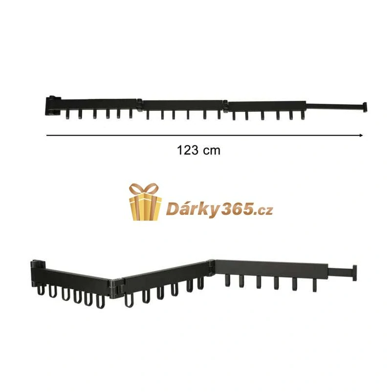 Teleskopický výsuvný nástěnný věšák 123 cm černý
