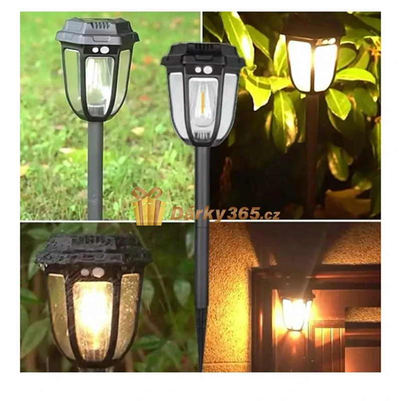 LED solární zahradní lampa / osvětlení domu s pohybovým senzorem teplá bílá