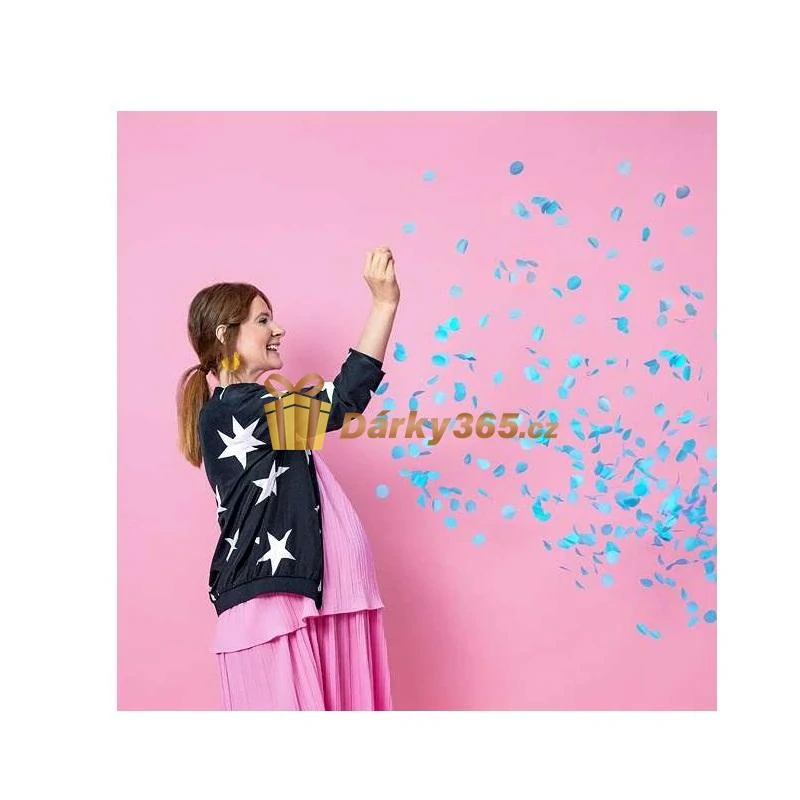 Balónek "Boy or Girl" s modrými konfetami - chlapeček Ø 1 m