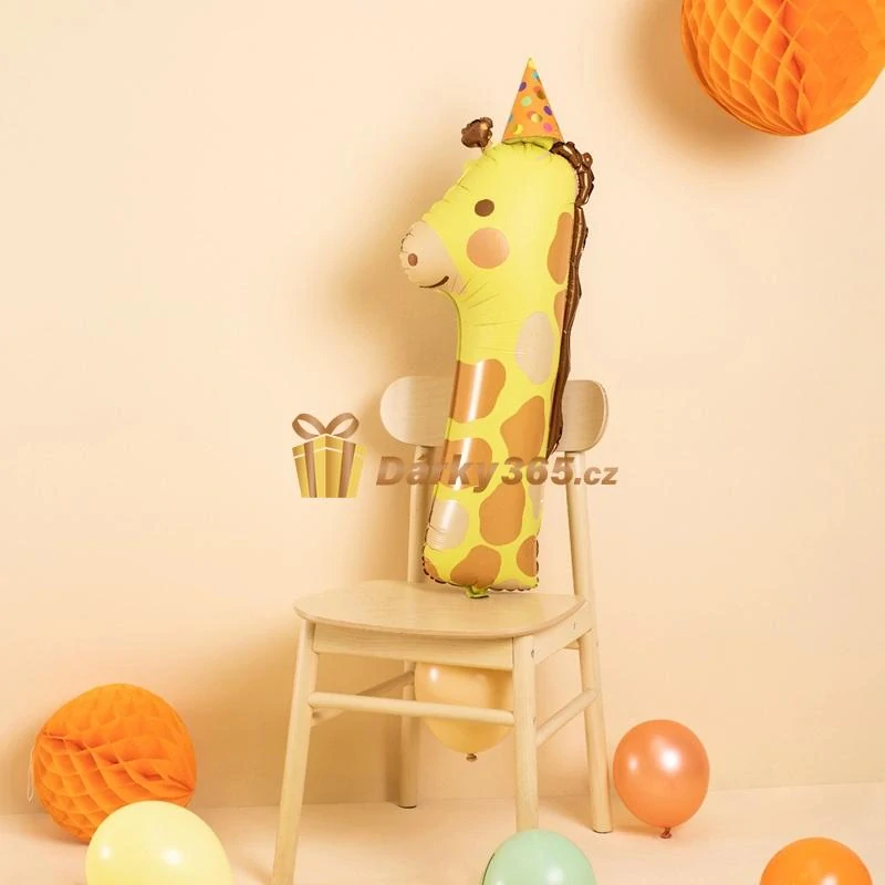 Fóliový balón číslo 1 Žirafa 31 x 82 cm