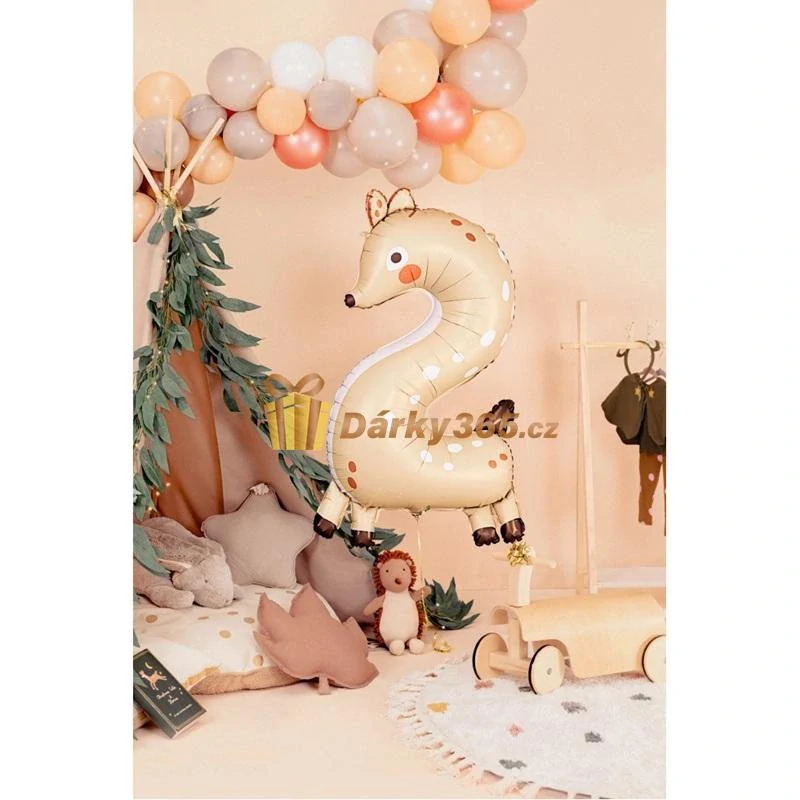 Fóliový balón číslo 2 Srneček 65x102 cm