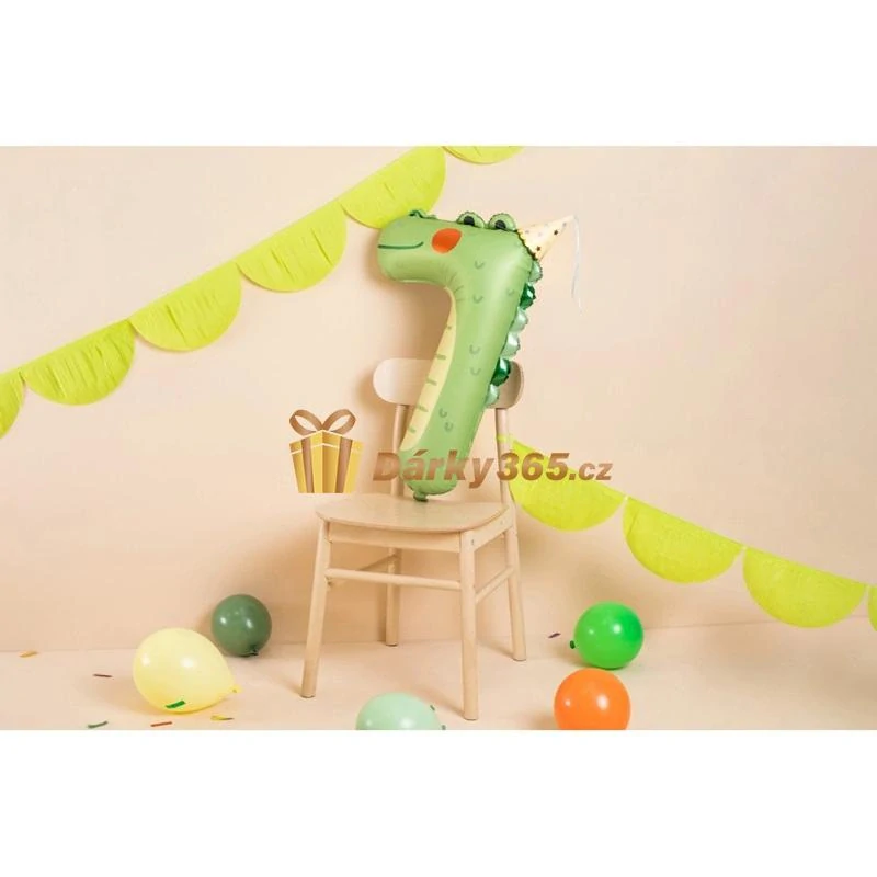 Fóliový balón číslo 7 Krokodýl 56x85 cm