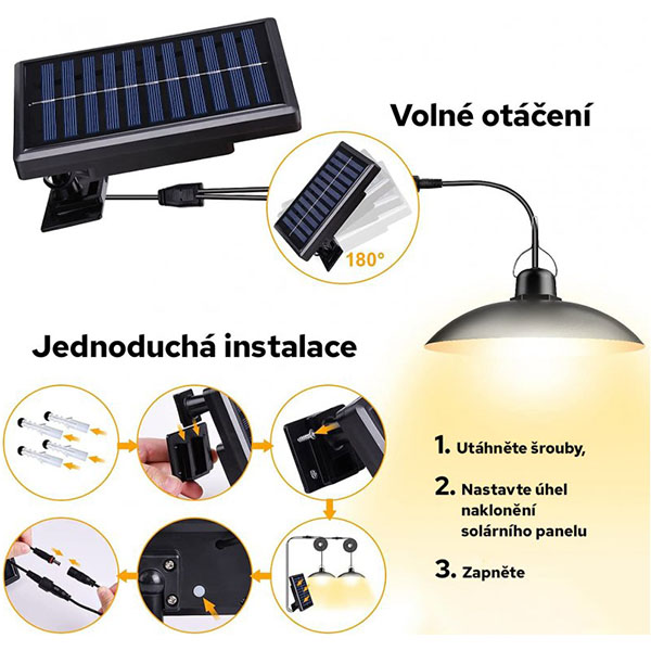 Solární zahradní závěsné světlo Duo