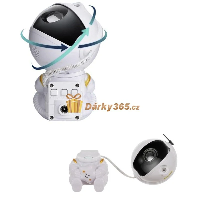 Astronaut s LED projektorem hvězdné oblohy