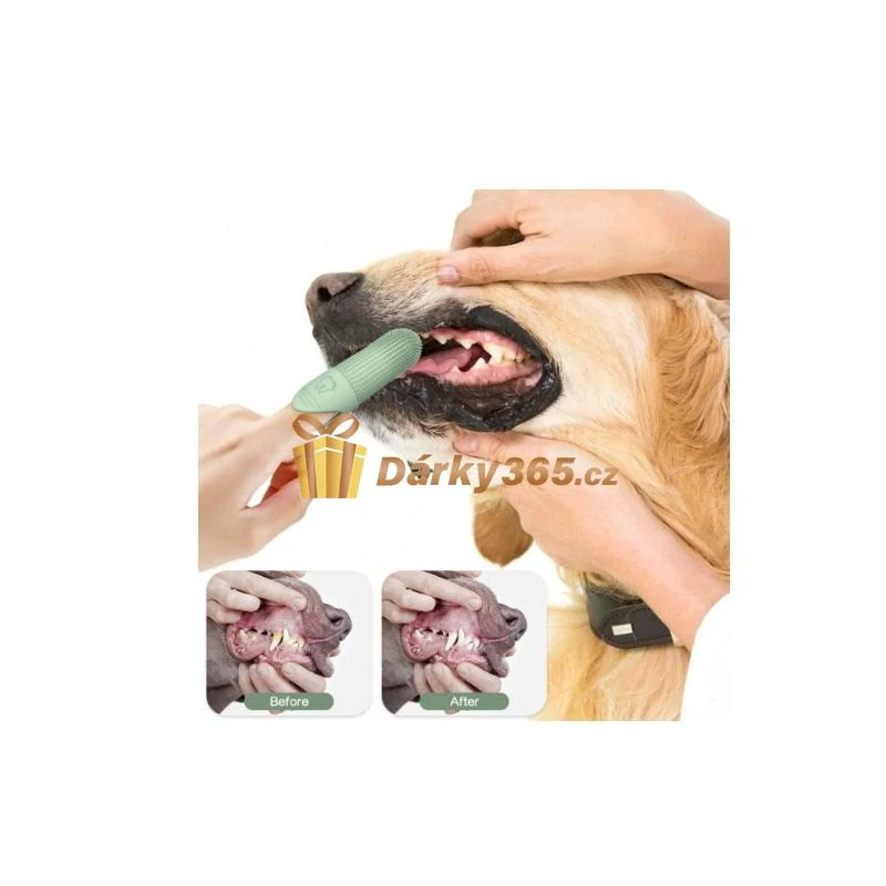 Silikonový zubní kartáček na prst pro psy a kočky