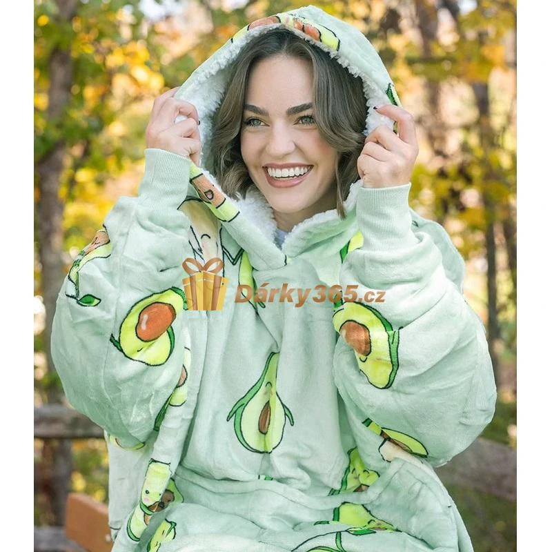 Deka s kapucí a rukávy avokádo