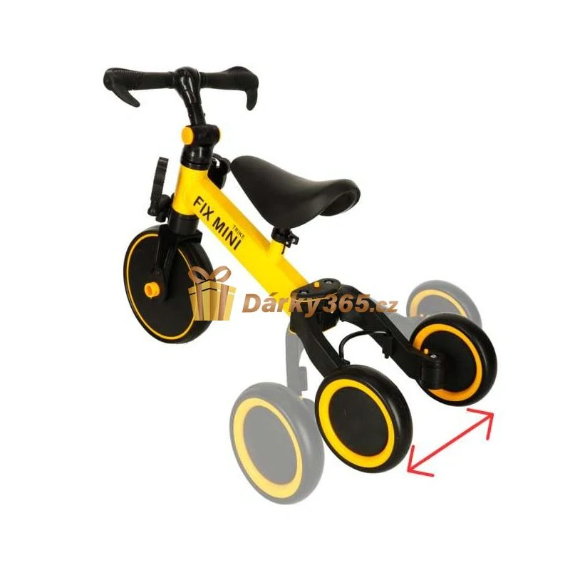 Dětská tříkolka balanční 3v1 s pedály Trike Fix Mini žlutá