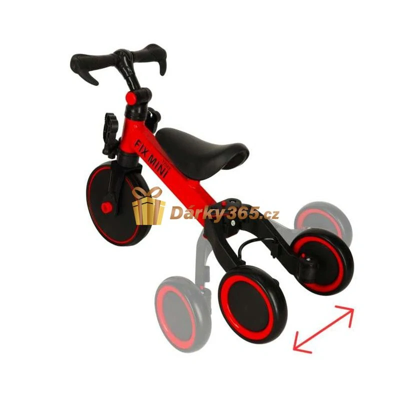 Dětská tříkolka balanční 3v1 s pedály Trike Fix Mini červená