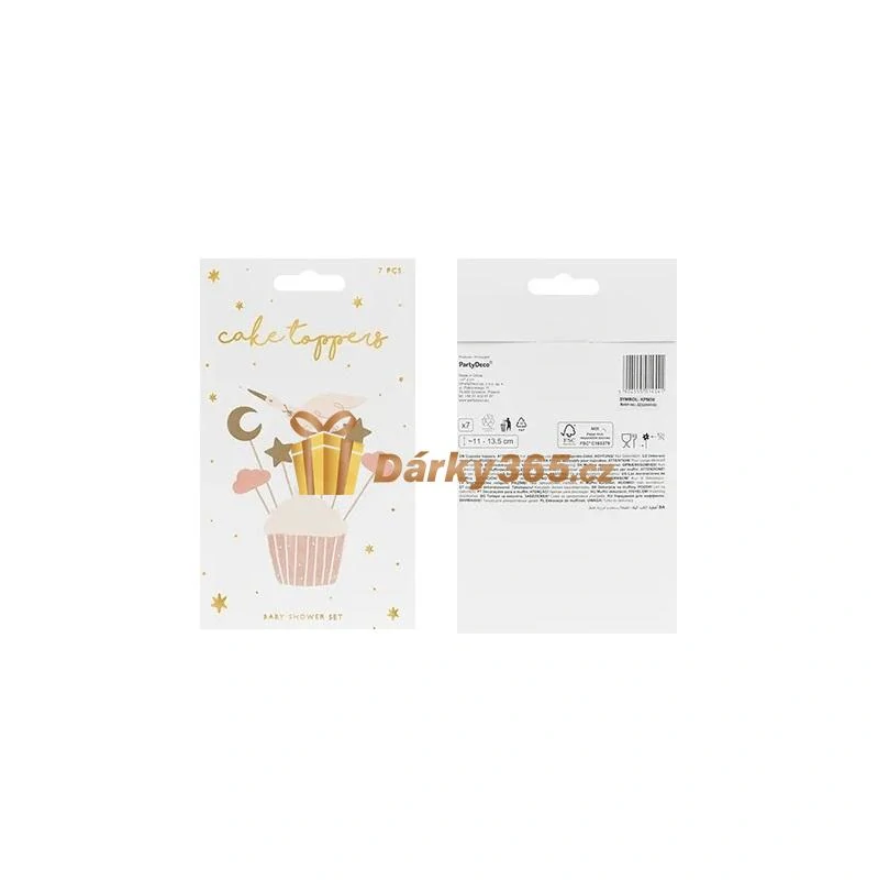 Ozdoby na cupcake - Čáp růžový, 7 ks