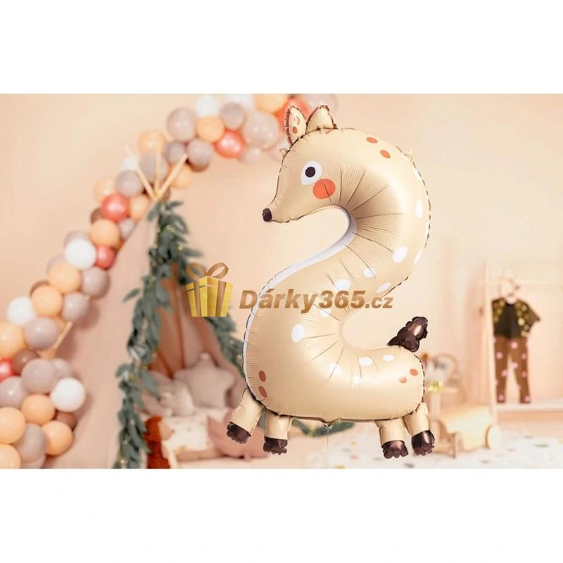 Fóliový balón číslo 2 Srneček 65x102 cm