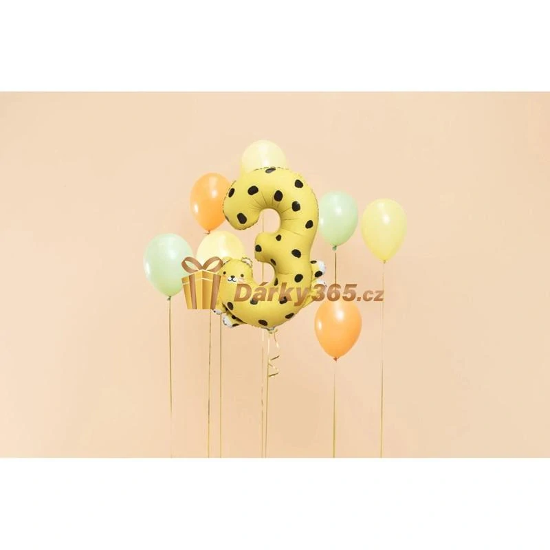 Fóliový balón číslo 3 Gepard 68x98 cm