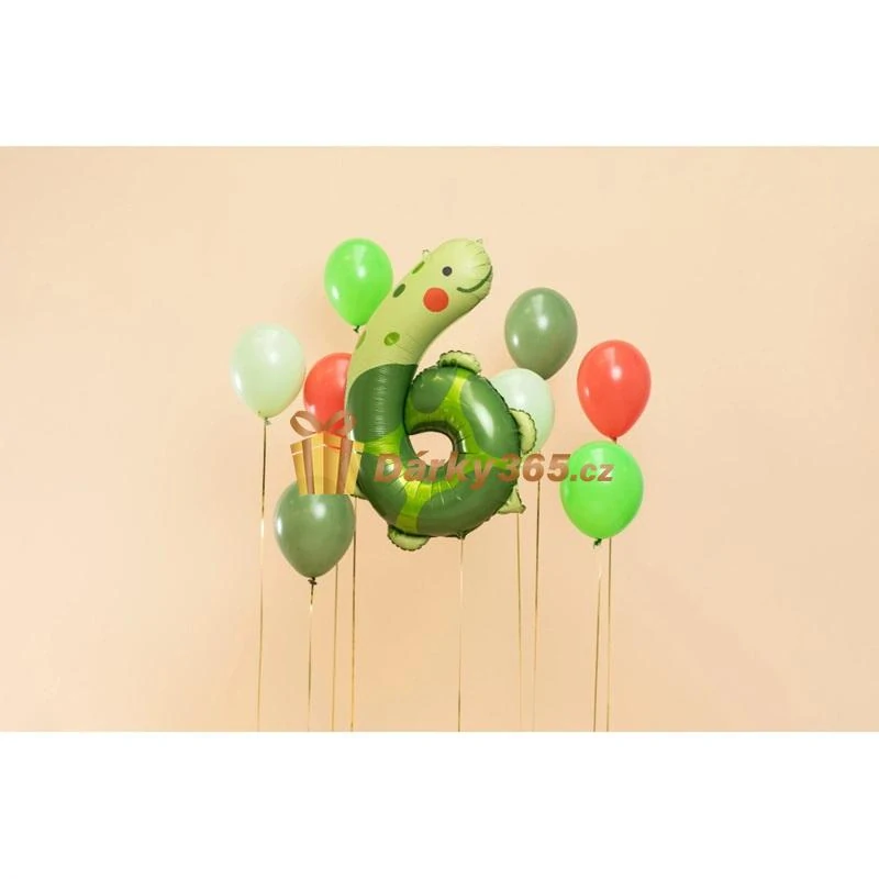 Fóliový balón číslo 6 želva 75x96 cm