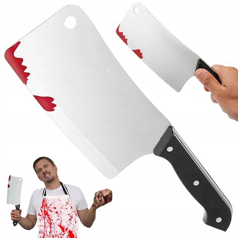 Krvavý sekáček na Halloween – plastová hororová rekvizita ke kostýmu