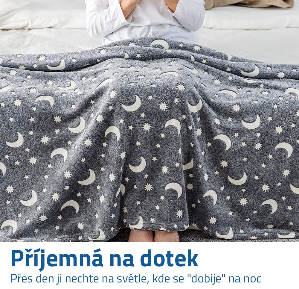 Svítící deka Stars 100 x 160 cm - šedá
