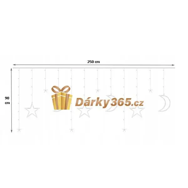 Vánoční LED řetěz měsíce/hvězdičky 120 LED- studená bílá