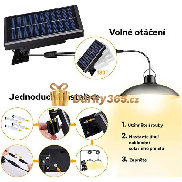 Solární zahradní závěsné světlo