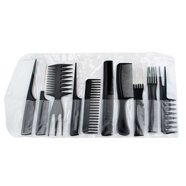 Kadeřnická sada hřebenů 10 ks černá