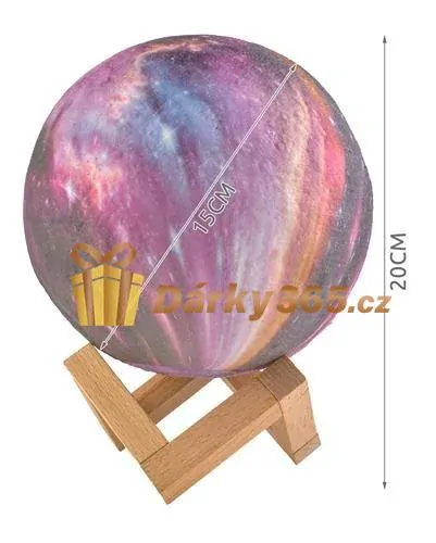 Noční měsíční lampa 15cm, 16 barev