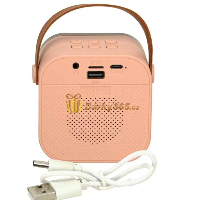 Bezdrátový přenosný mini karaoke set 2x mikrofon K12 růžový