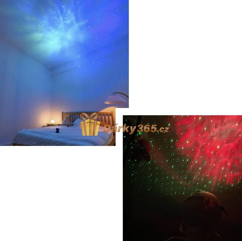 Astronaut s LED projektorem hvězdné oblohy