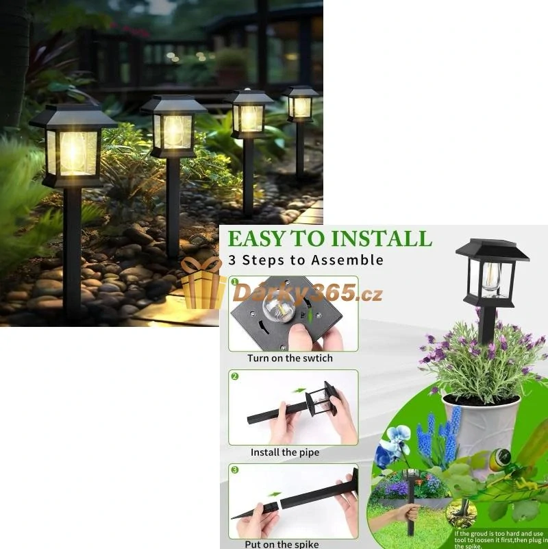 Solární zahradní lampa 39,5cm - teplá bílá Lucerna