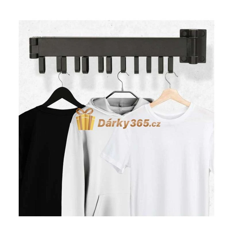 Teleskopický výsuvný nástěnný věšák 123 cm černý