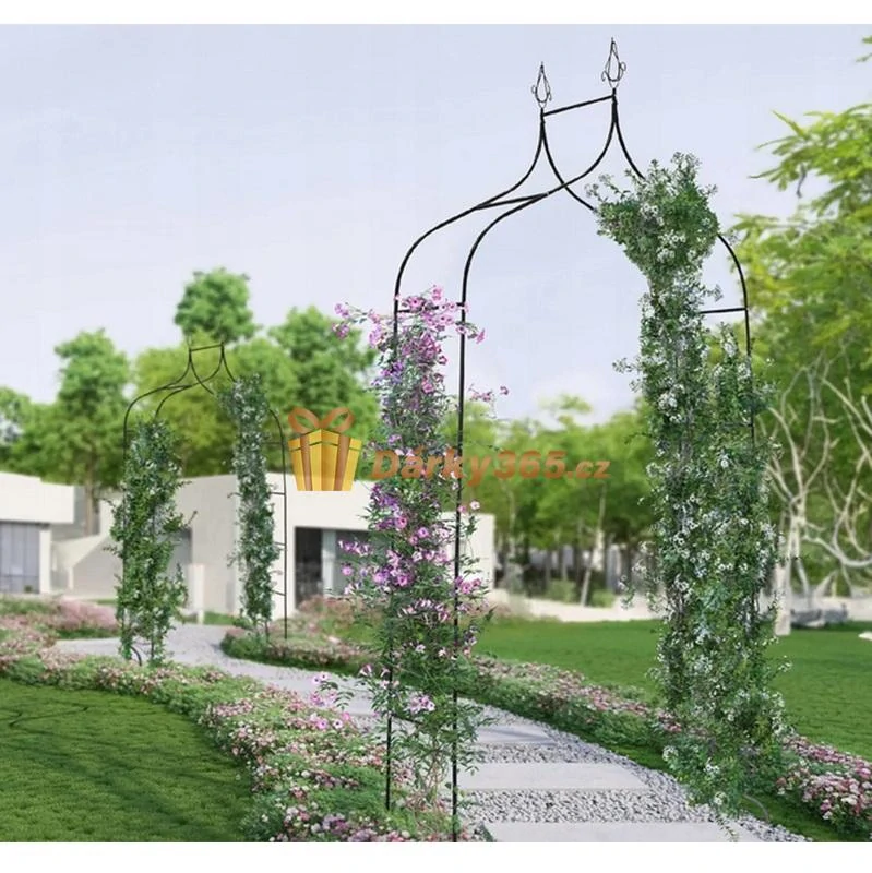 Zahradní pergola kovová na květiny dekorativní tmavě zelená