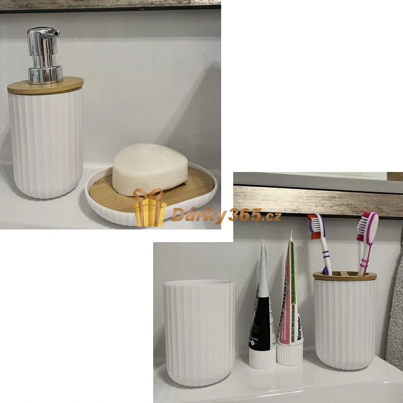 Koupelnová sada doplňků bílá 6ks