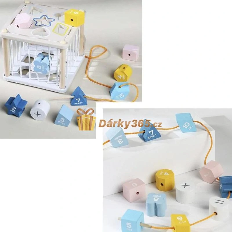 Vkládací naučná smyslová kostka dřevěná