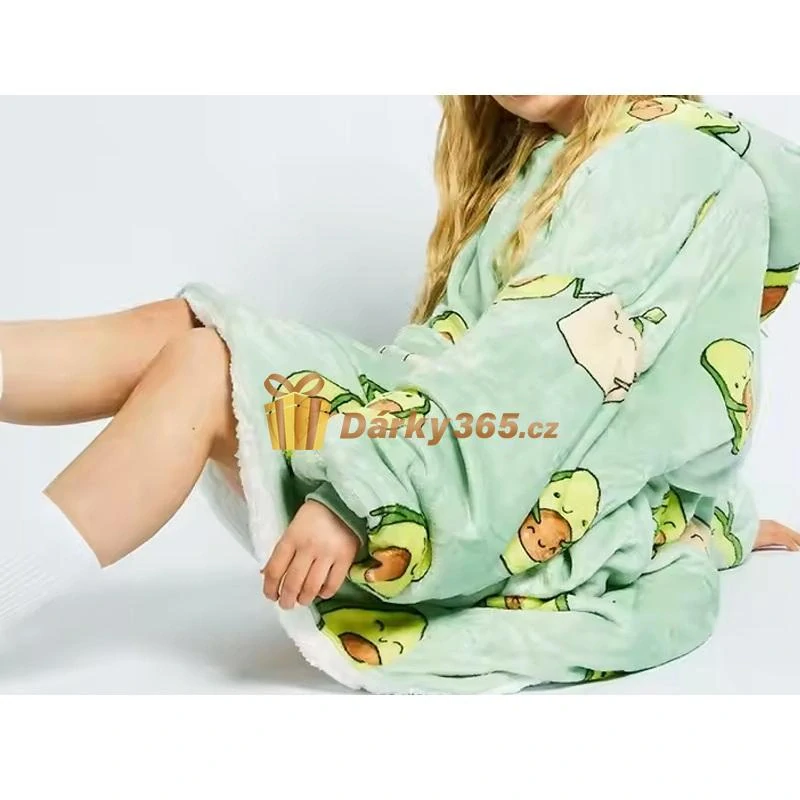 Deka s kapucí a rukávy avokádo