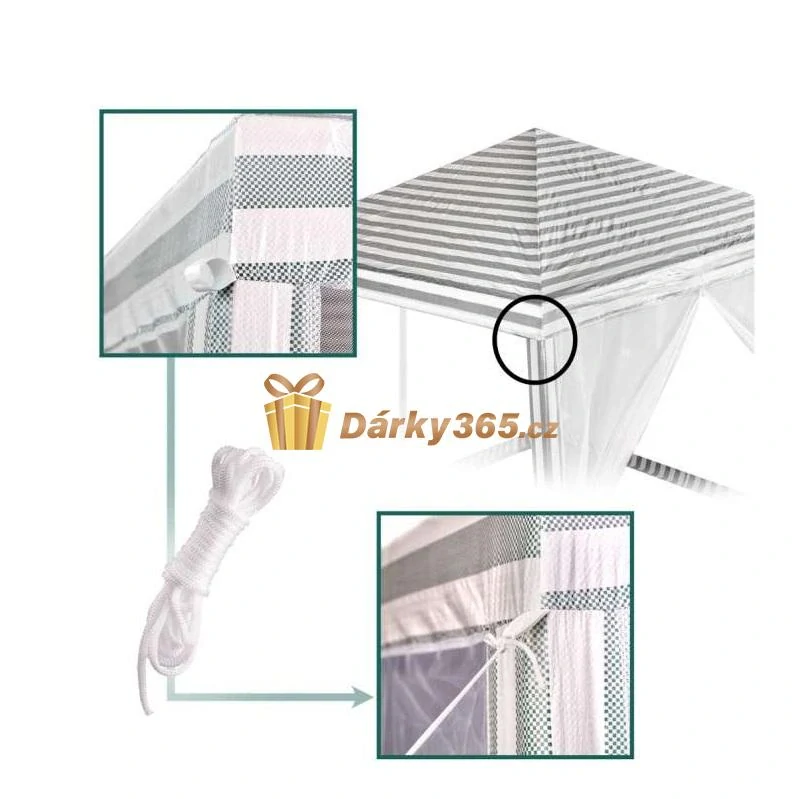 Zahradní altán / párty stan s moskytiérou bílá 3 x 3 m