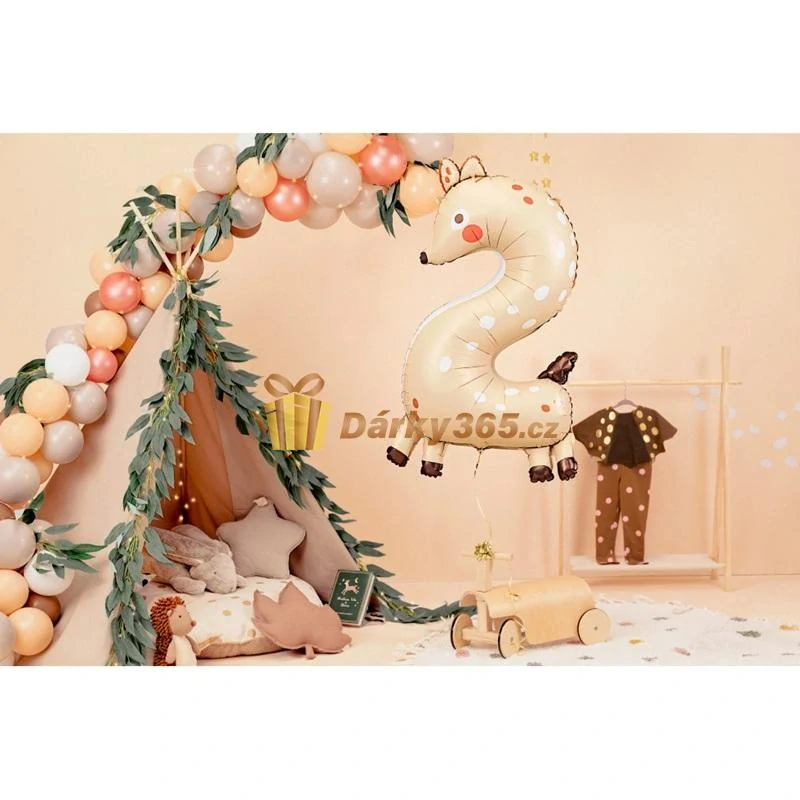 Fóliový balón číslo 2 Srneček 65x102 cm