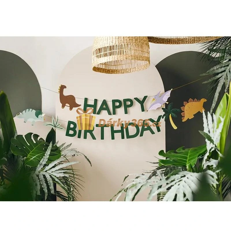 Narozeninový banner “Happy Birthday ” Dinosauři, 3 m