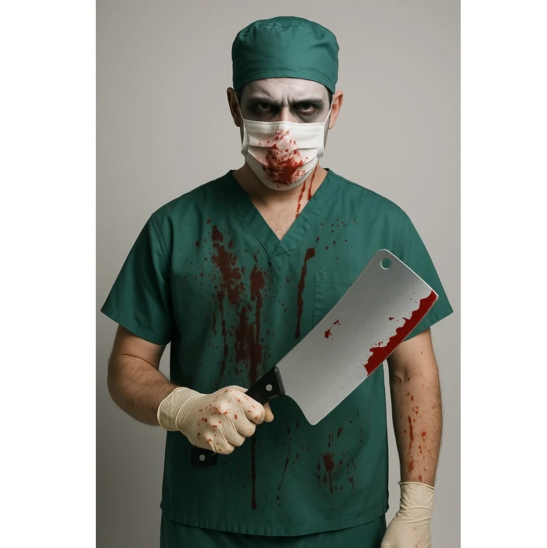 Krvavý sekáček na Halloween – plastová hororová rekvizita ke kostýmu