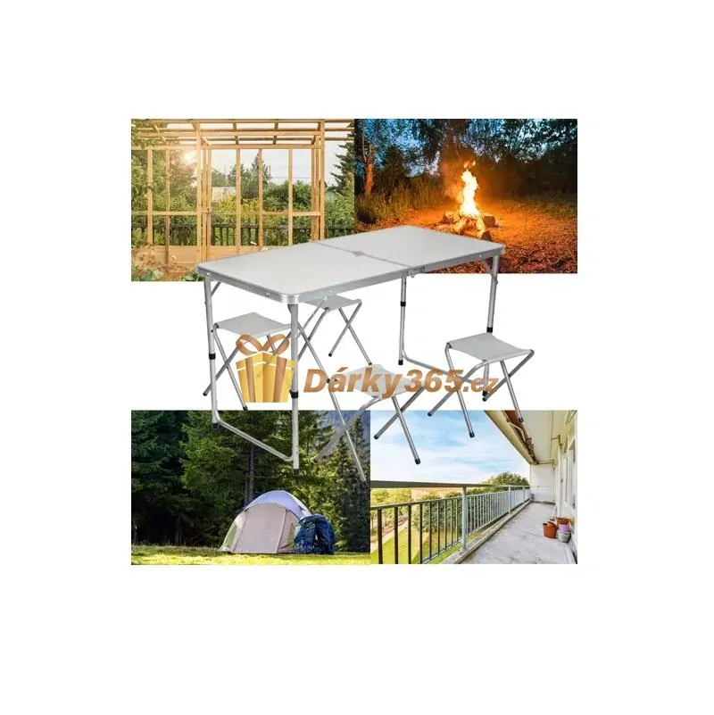 Skládací kempingová sedací souprava bílá