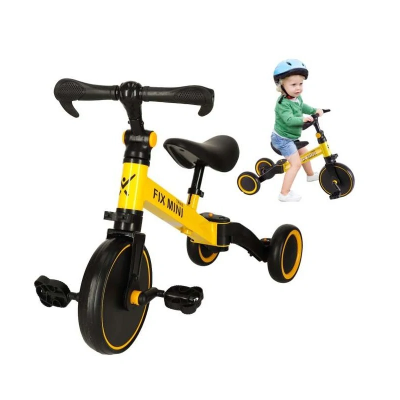 Dětská tříkolka balanční 3v1 s pedály Trike Fix Mini žlutá