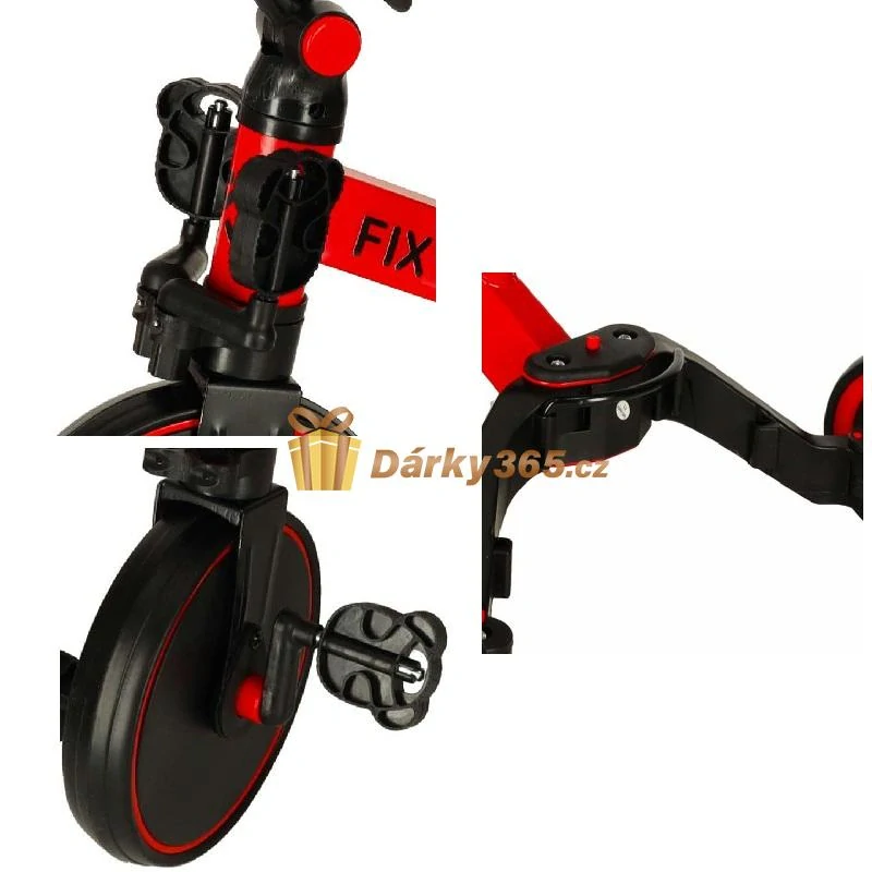 Dětská tříkolka balanční 3v1 s pedály Trike Fix Mini červená