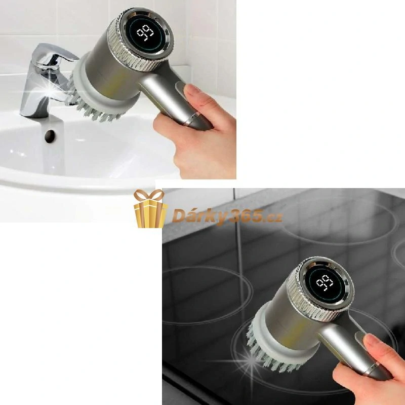 Elektrický čistící kartáč 5v1 rotační s LED displejem