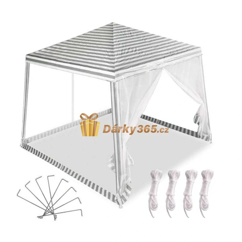 Zahradní altán / párty stan s moskytiérou bílá 3 x 3 m