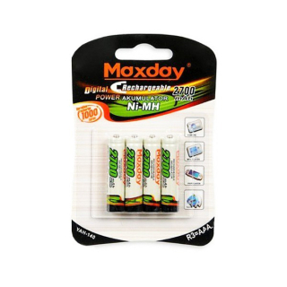 4 nabíjecí baterie MAXDAY AAA Ni-MH 2700 mAh