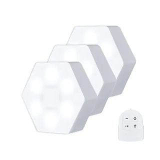 3x LED Bezdrátové svítidlo HEXAGON na dálkové ovládání